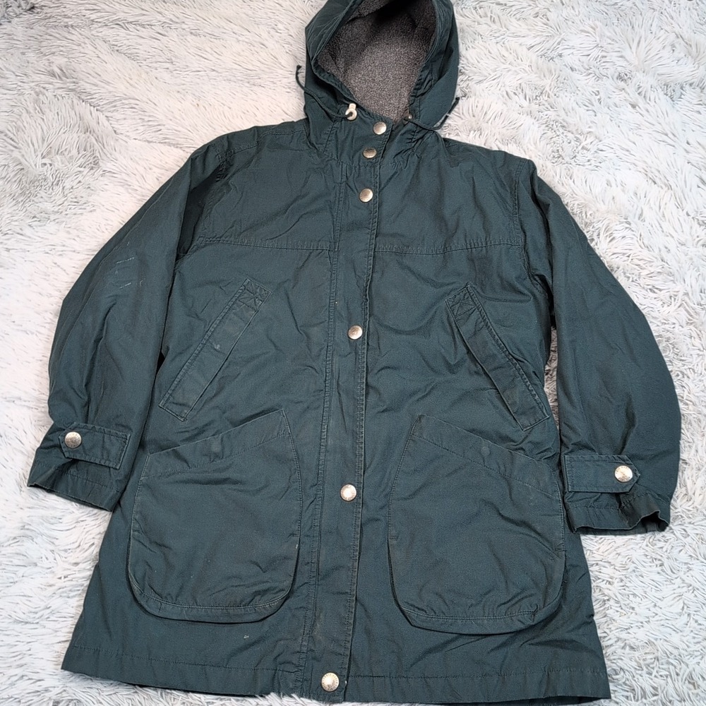 Eddie Bauer Jacket Womens XS Green Hood Coat Cozy Pockets Zip Up Gorpcore